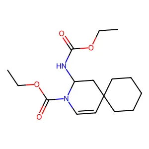 Ethyl 2-(ethoxycarbonylamino)-3-azaspiro[5.5]undec-4-ene-3-carboxylate structure