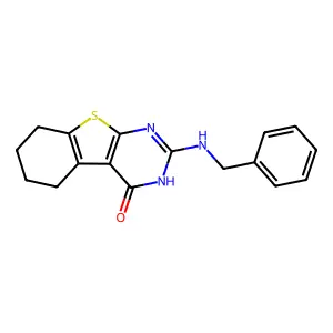 2-(benzylamino)-5,6,7,8-tetrahydro[1]benzothieno[2,3-d]pyrimidin-4(3H)-one structure