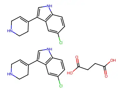 1H-Indole, 5-chloro-3-(1,2,3,6-tetrahydro-4-pyridinyl)-, succinate (2:1) structure