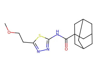 N-[5-(2-methoxyethyl)-1,3,4-thiadiazol-2-yl]adamantane-1-carboxamide structure