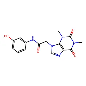 2-(1,3-dimethyl-2,6-dioxopurin-9-yl)-N-(3-hydroxyphenyl)acetamide structure