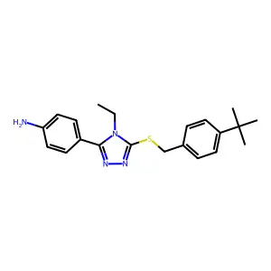 4-{5-[(4-tert-butylbenzyl)sulfanyl]-4-ethyl-4H-1,2,4-triazol-3-yl}aniline structure