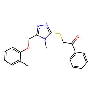 2-({4-methyl-5-[(2-methylphenoxy)methyl]-4H-1,2,4-triazol-3-yl}sulfanyl)-1-phenylethanone structure