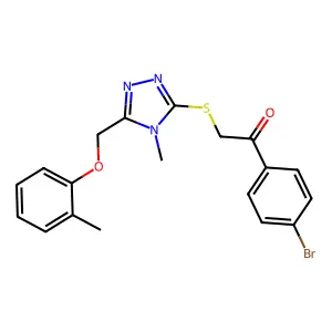 1-(4-bromophenyl)-2-({4-methyl-5-[(2-methylphenoxy)methyl]-4H-1,2,4-triazol-3-yl}sulfanyl)ethanone structure