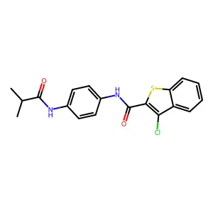 3-chloro-N-[4-(2-methylpropanoylamino)phenyl]-1-benzothiophene-2-carboxamide structure