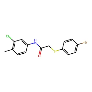 2-(4-bromophenyl)sulfanyl-N-(3-chloro-4-methylphenyl)acetamide structure