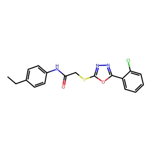 2-{[5-(2-chlorophenyl)-1,3,4-oxadiazol-2-yl]sulfanyl}-N-(4-ethylphenyl)acetamide structure