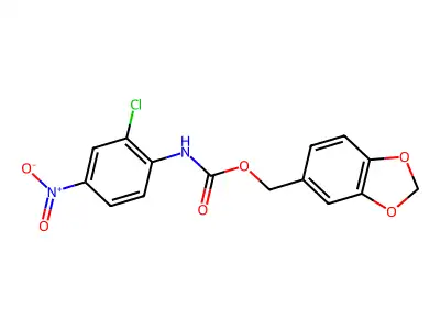 Benzo[1,3]dioxol-5-ylmethyl N-(2-chloro-4-nitro-phenyl)carbamate structure