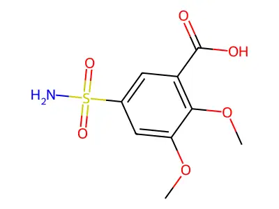 2,3-Dimethoxy-5-sulphamoylbenzoic acid structure