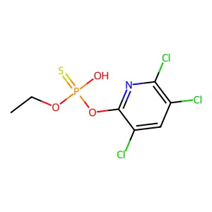 O-Ethyl O-(3,5,6-trichloro-2-pyridinyl) hydrogen phosphorothioate structure