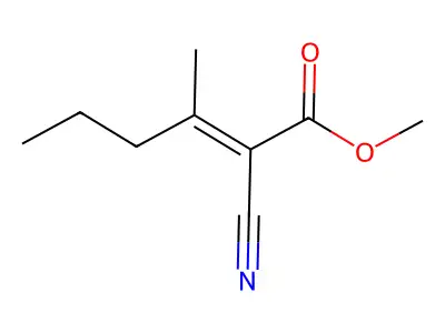 methyl (E)-2-cyano-3-methylhex-2-enoate structure