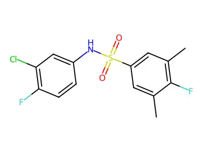 N-(3-chloro-4-fluorophenyl)-4-fluoro-3,5-dimethylbenzenesulfonamide structure