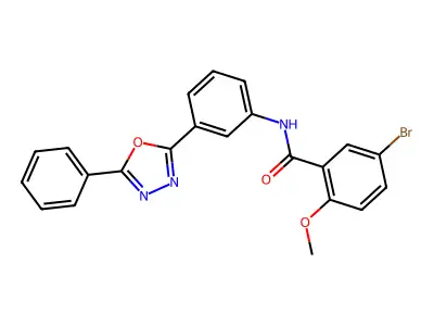 5-bromo-2-methoxy-N-[3-(5-phenyl-1,3,4-oxadiazol-2-yl)phenyl]benzamide structure