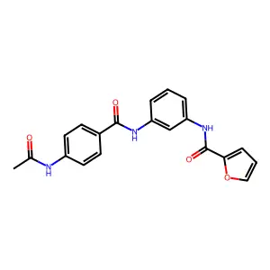 N-[3-[(4-acetamidobenzoyl)amino]phenyl]furan-2-carboxamide structure