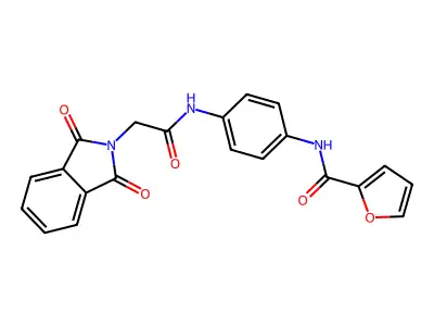 N-[4-[[2-(1,3-dioxoisoindol-2-yl)acetyl]amino]phenyl]furan-2-carboxamide structure