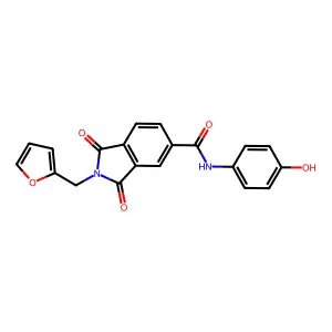 2-(2-furylmethyl)-N-(4-hydroxyphenyl)-1,3-dioxo-5-isoindolinecarboxamide structure