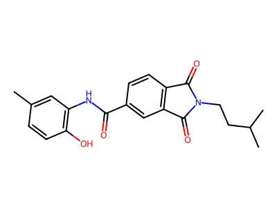 N-(2-hydroxy-5-methylphenyl)-2-(3-methylbutyl)-1,3-dioxoisoindole-5-carboxamide structure
