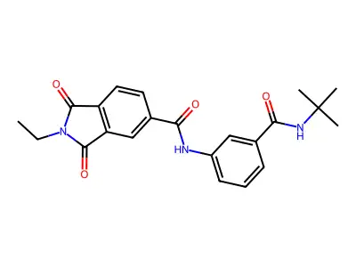 N-[3-(tert-butylcarbamoyl)phenyl]-2-ethyl-1,3-dioxoisoindole-5-carboxamide structure