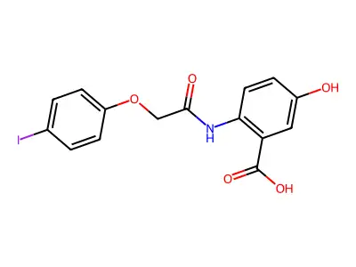 5-Hydroxy-2-{[(4-iodophenoxy)acetyl]amino}benzoic acid structure