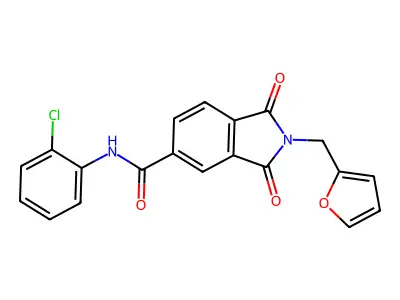 N-(2-chlorophenyl)-2-(furan-2-ylmethyl)-1,3-dioxoisoindole-5-carboxamide structure