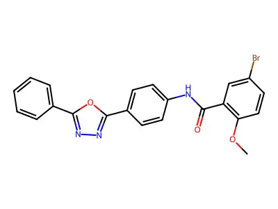 5-bromo-2-methoxy-N-[4-(5-phenyl-1,3,4-oxadiazol-2-yl)phenyl]benzamide structure