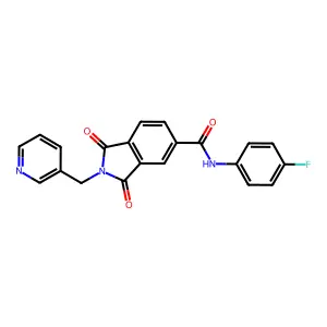 N-(4-fluorophenyl)-1,3-dioxo-2-(pyridin-3-ylmethyl)isoindole-5-carboxamide structure