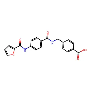 4-{[({4-[(Furan-2-ylcarbonyl)amino]phenyl}carbonyl)amino]methyl}benzoic acid structure