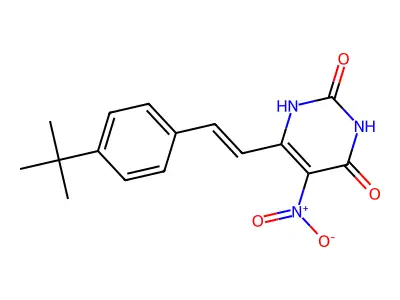 6-[2-(4-tert-butylphenyl)ethenyl]-5-nitro-1H-pyrimidine-2,4-dione structure