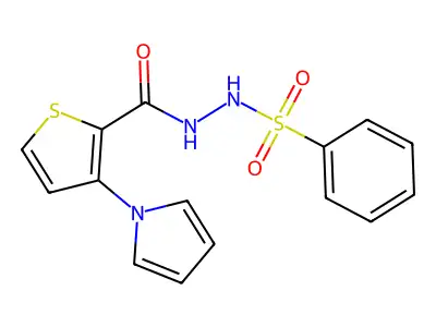 N'-{[3-(1H-pyrrol-1-yl)-2-thienyl]carbonyl}benzenesulfonohydrazide structure