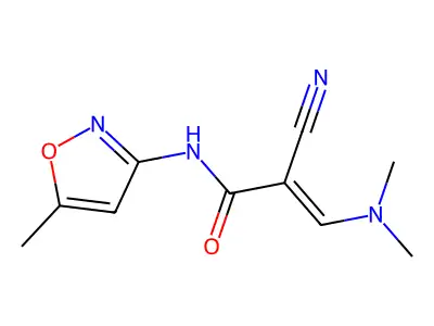 2-cyano-3-(dimethylamino)-N-(5-methyl-1,2-oxazol-3-yl)prop-2-enamide structure