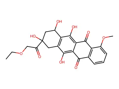 9-(2-ethoxyacetyl)-6,7,9,11-tetrahydroxy-4-methoxy-8,10-dihydro-7H-tetracene-5,12-dione structure