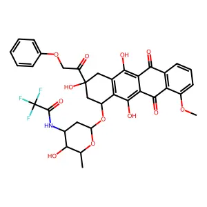 2,2,2-trifluoro-N-[3-hydroxy-2-methyl-6-[[3,5,12-trihydroxy-10-methoxy-6,11-dioxo-3-(2-phenoxyacetyl)-2,4-dihydro-1H-tetracen-1-yl]oxy]oxan-4-yl]acetamide structure