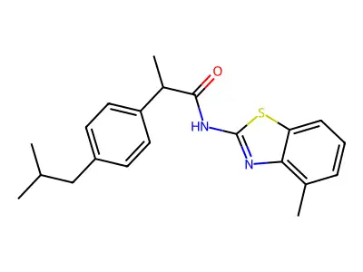 2-(4-isobutylphenyl)-N-(4-methyl-1,3-benzothiazol-2-yl)propanamide structure