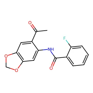 N-(6-acetyl-1,3-benzodioxol-5-yl)-2-fluorobenzenecarboxamide structure