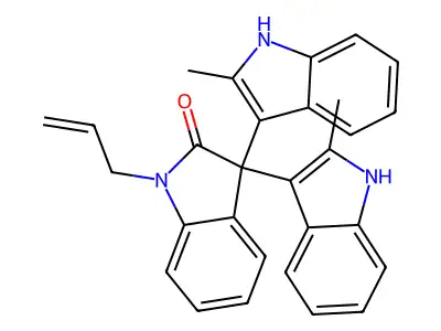 3,3-bis(2-methyl-1H-indol-3-yl)-1-prop-2-enylindol-2-one structure
