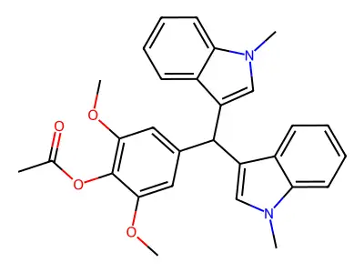[4-[Bis(1-methylindol-3-yl)methyl]-2,6-dimethoxyphenyl] acetate structure