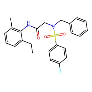 2-[benzyl-(4-fluorophenyl)sulfonylamino]-N-(2-ethyl-6-methylphenyl)acetamide structure