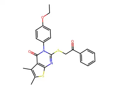 3-(4-Ethoxyphenyl)-5,6-dimethyl-2-phenacylsulfanylthieno[2,3-d]pyrimidin-4-one structure