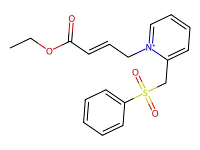 Ethyl 4-[2-(benzenesulfonylmethyl)pyridin-1-ium-1-yl]but-2-enoate structure