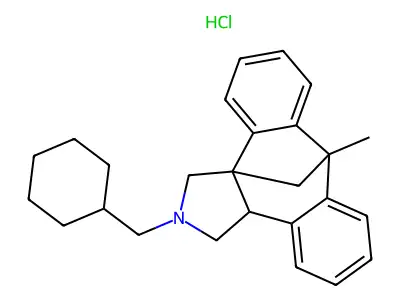 1H-3a,8-Methanodibenzo(3,4:6,7)cyclohepta(1,2-c)pyrrole, 2,3,8,12b-tetrahydro-2-(cyclohexylmethyl)-8-methyl-, hydrochloride, (3a-alpha,8-alpha,12b-beta)- structure