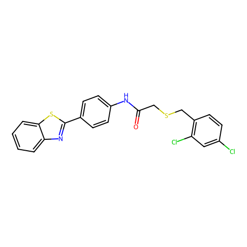 N-[4-(1,3-benzothiazol-2-yl)phenyl]-2-[(2,4-dichlorobenzyl)sulfanyl]acetamide structure