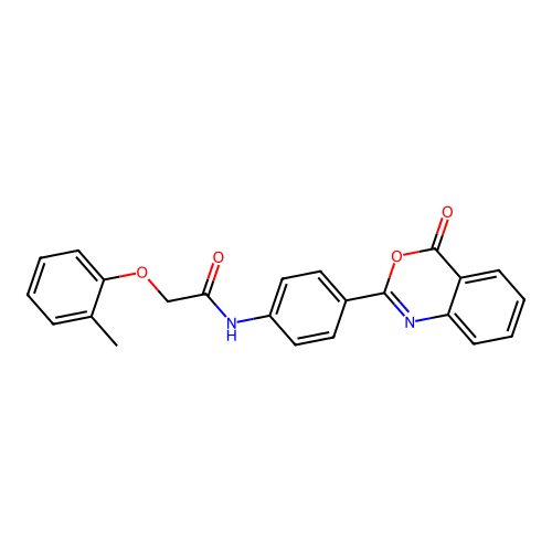 2-(2-methylphenoxy)-N-[4-(4-oxo-4H-3,1-benzoxazin-2-yl)phenyl]acetamide structure