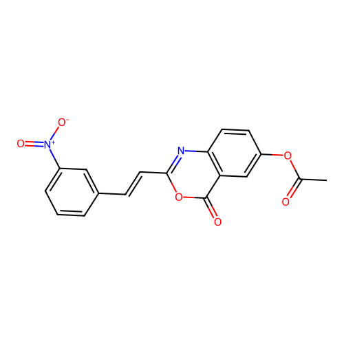 [2-[(E)-2-(3-nitrophenyl)ethenyl]-4-oxo-3,1-benzoxazin-6-yl] acetate structure