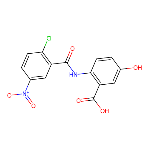 2-{[(2-Chloro-5-nitrophenyl)carbonyl]amino}-5-hydroxybenzoic acid structure