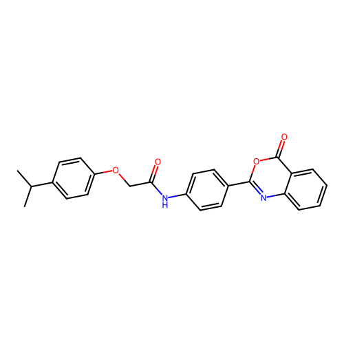 N-[4-(4-oxo-4H-3,1-benzoxazin-2-yl)phenyl]-2-[4-(propan-2-yl)phenoxy]acetamide structure