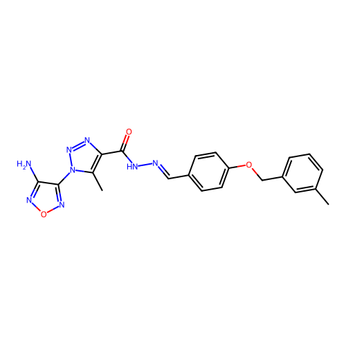 1-(4-amino-1,2,5-oxadiazol-3-yl)-5-methyl-N'-[(E)-{4-[(3-methylbenzyl)oxy]phenyl}methylidene]-1H-1,2,3-triazole-4-carbohydrazide structure