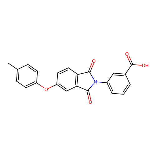 3-[5-(4-methylphenoxy)-1,3-dioxo-1,3-dihydro-2H-isoindol-2-yl]benzoic acid structure