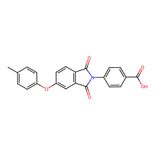 4-[5-(4-methylphenoxy)-1,3-dioxo-1,3-dihydro-2H-isoindol-2-yl]benzoic acid structure