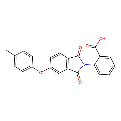 2-[5-(4-methylphenoxy)-1,3-dioxo-1,3-dihydro-2H-isoindol-2-yl]benzoic acid structure