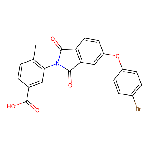 3-(5-(4-bromophenoxy)-1,3-dioxoisoindolin-2-yl)-4-methylbenzoic acid structure